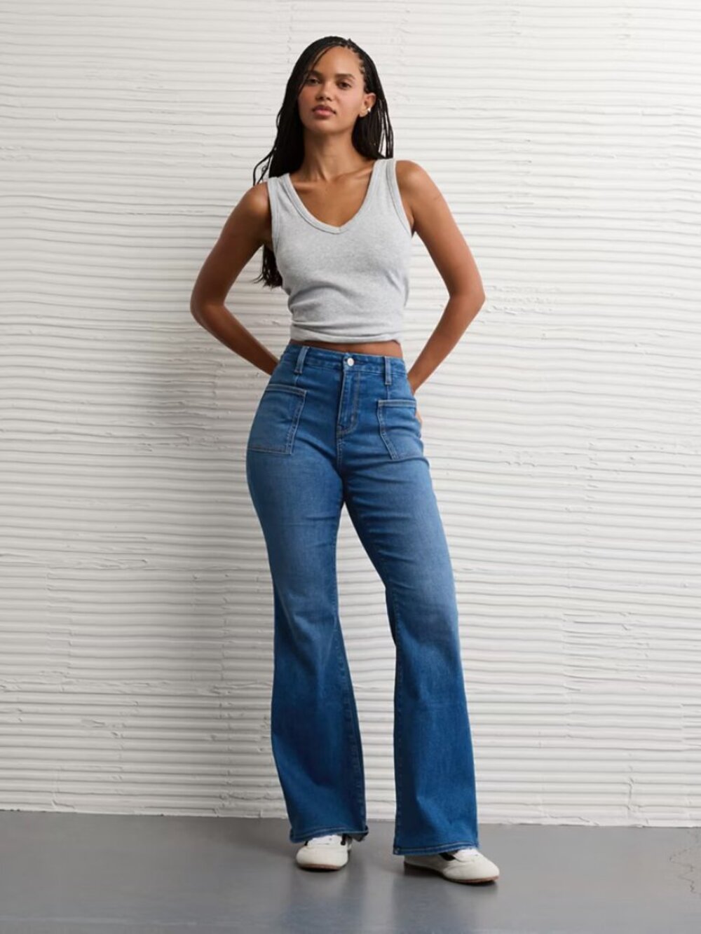 American Eagle Dark Wash Super High Rise Flare Jeans